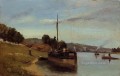 barges at le roche guyon 1865 Camille Pissarro